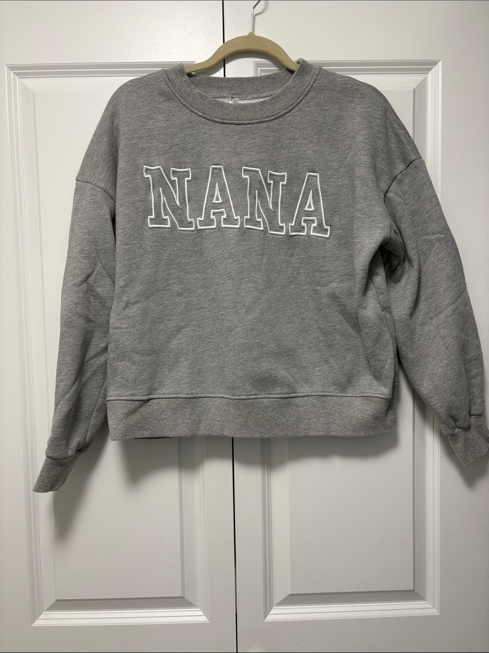 Gray "NANA" Crewneck Sweatshirt - Women's Casual Pullover